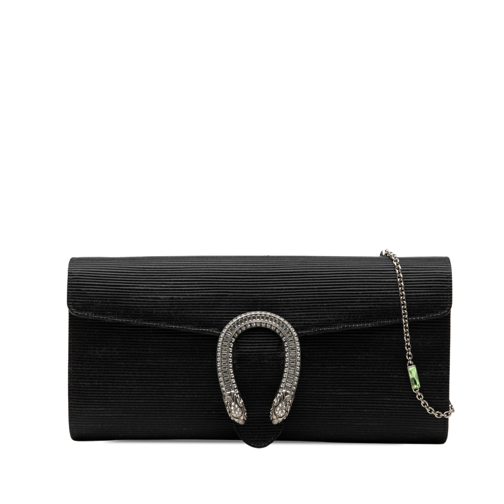 Pre-Loved Gucci Ribbed Satin Crystal Dionysus Clutch on Chain